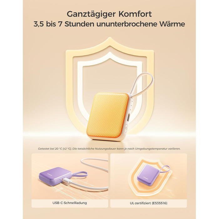 Електричні грілки для рук OCOOPA 2 шт., 3 режими нагріву, швидкий нагрів, 4000mAh, USB, для жінок, Outdoor, фіолетові