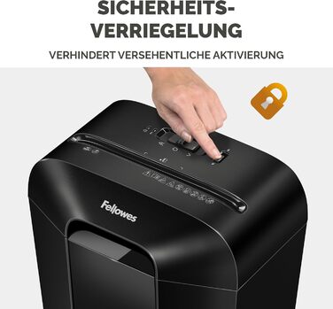 Fellowes LX50: Шредер для документів, 9 листів, Cross Cut, 17л, з блокуванням, чорний