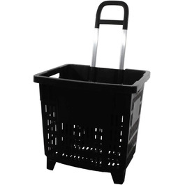 Візок для покупок gerso об'ємом 55 літрів, чорний з роликами з АБС-пластика, кошик для покупок, зручний для їзди, Різнокольоровий