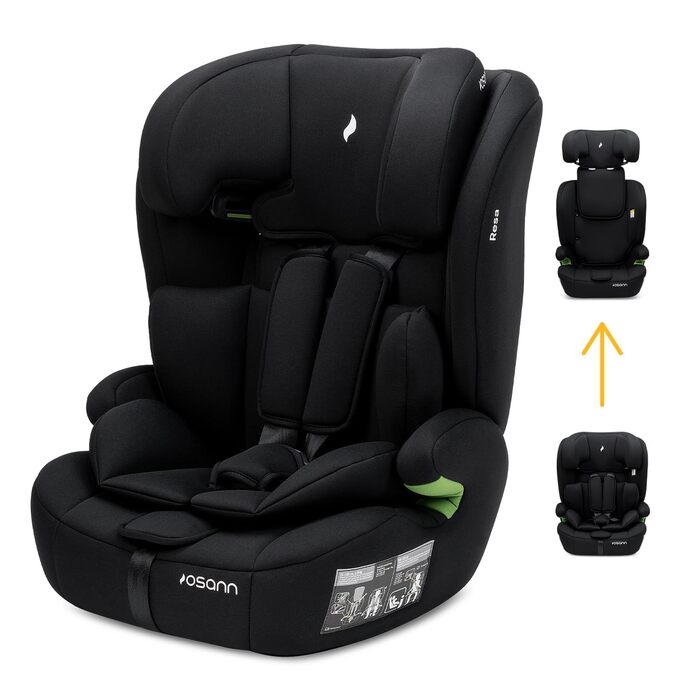 Автокрісло Osann Resa Kindersitz 76-150 см, i-Size, 1 рік+, без Isofix, 5-точкова система, регульований підголівник, чорний
