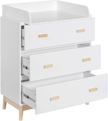 Комод з пеленальним столиком Rebecca Mobili, Aqua Grün Braun, колір блакитно-зелений, матеріал: сосна, MDF, компактний, знімний пеленальний столик, розміри 100 x 80 x 42 см, артикул RE6985