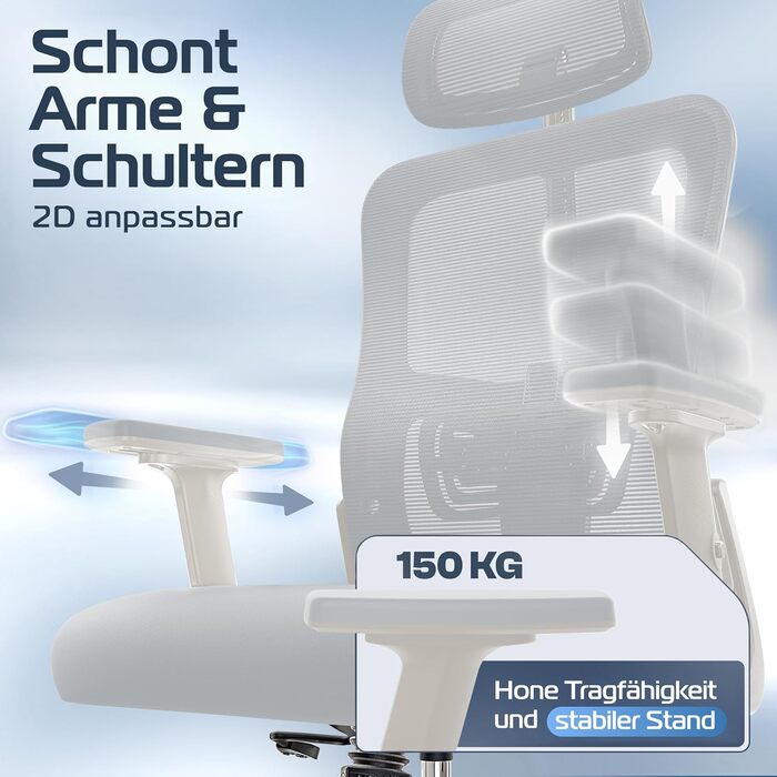 Ергономічне крісло BrightSeat для офісу та дому | Регульоване, 150 кг, кремовий колір