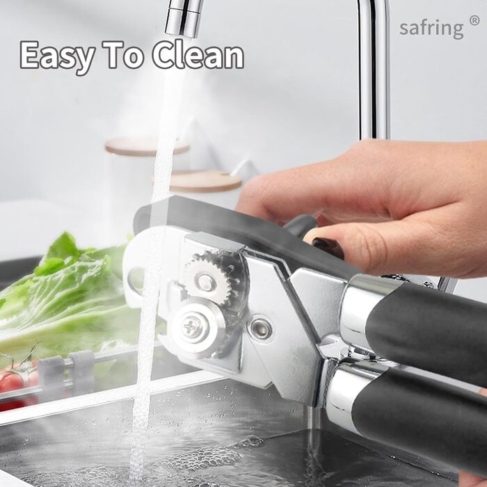 Відкривачка для консервів ручна, з нержавіючої сталі, з зручною ручкою та гострою лезою, багатофункціональна (сіра)