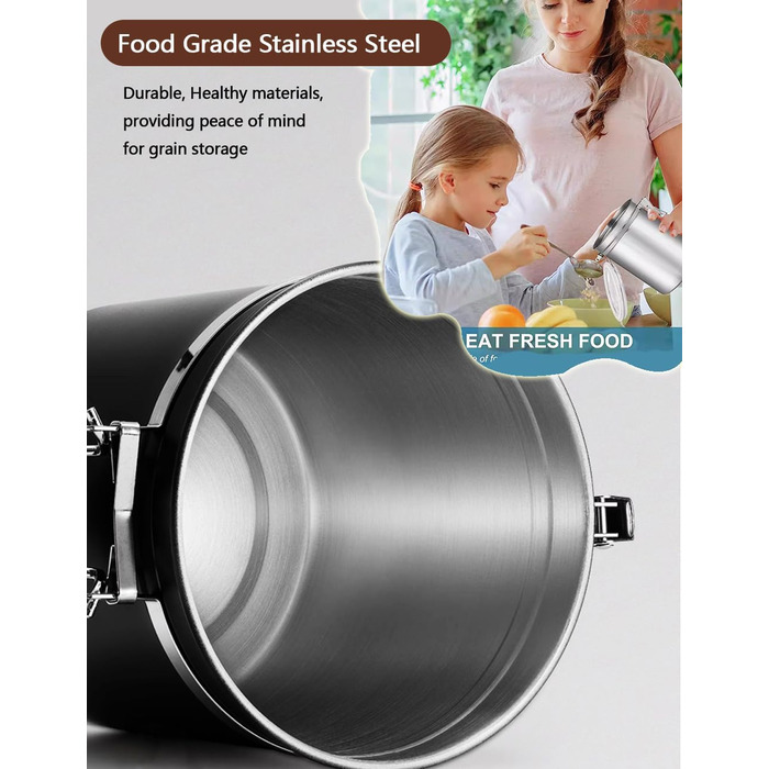 Контейнер для кави та продуктів, 2 шт., 1.2 л, нержавіюча сталь, чорний. BPA-free