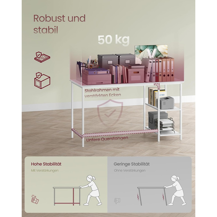 Стол письмовий VASAGLE 100x50x76 см, комп'ютерний, офісний, вінтажний стиль, для робочого кабінету, спальні, вітальні, коричнево-чорний