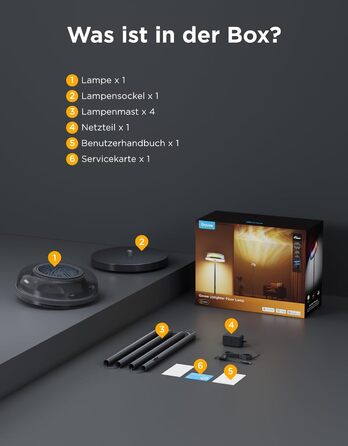 Світлодіодна торшер Govee RGBICWW з ефектом хвилі, багатозонне освітлення, 80+ режимів, Matter/Alexa, для вітальні, спальні