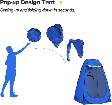 Намет для туалету CLIPOP Pop-Up, портативний, для відпочинку на природі, 150x150x190 см, блакитний
