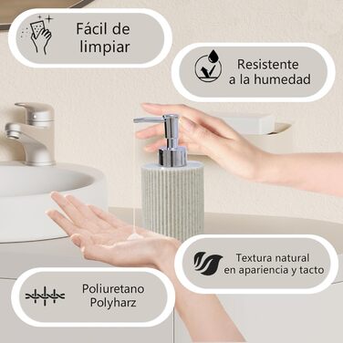 Набір для ванної кімнати 6-частинний: дозатор для мила, стакан для зубної пасти з підносом та коробочка для ватних паличок – смугастий дизайн, високоякісна смола. В комплекті: бежевий 4-частинний набір