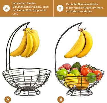 Кошик для фруктів з банановим тримачем L Французька ваза для фруктів у сільському стилі з банановим деревом L ідеально підходить для фруктів і овочів