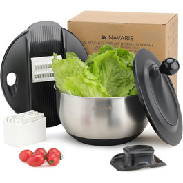 Salatschleuder Navaris з нержавіючої сталі: сушарка для салату з кришкою та ситом - сушарка для салатів