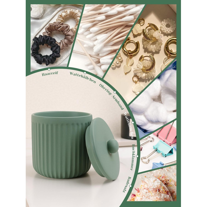 Набір аксесуарів для ванної кімнати 4 шт. з кераміки: дозатор для мила 350 мл, стакан для зубної пасти, мильниця, контейнер для ватних паличок. Декоративний набір для раковини (зелений)