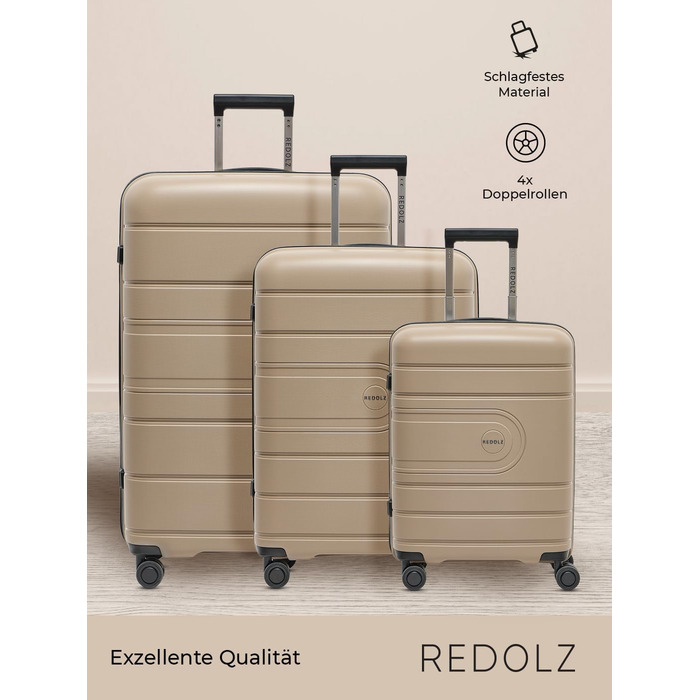 Жорсткий чохол REDOLZ XL 77см, поліпропілен, 4 колеса, TSA, набір чохлів 3 шт. и