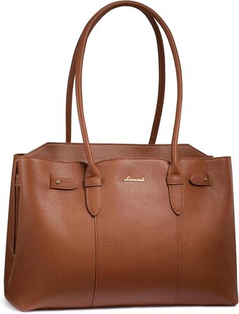 LOVEVOOK Сумка для ноутбука 15.6 дюймів, жіноча, велика, торбинка-шопер, шкіряна, водонепроникна, для роботи, навчання, офісу, універсальна, коричнева