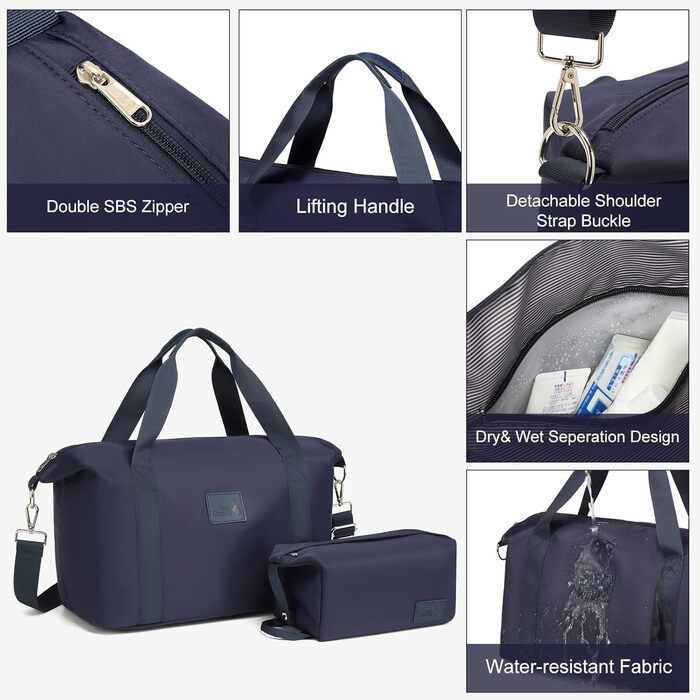 Набір валіз Sea Choice Hardshell 5шт: M, L, XL, + сумка та органайзер, TSA замок, 4 колеса, Рожеве золото (Dunkelblau)