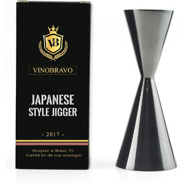 Японський тонкий батончик джиггер/мірка штанги Нержавіюча сталь 1 унція/2 унції для коктейлів і джин-тоніка (чорний)