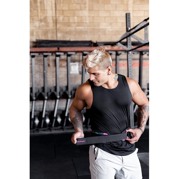 Пояс для важкої атлетики Harbinger з поролоновим сердечником, 11,4 см, Розмір S, рожевий (великий, з квітковим малюнком)