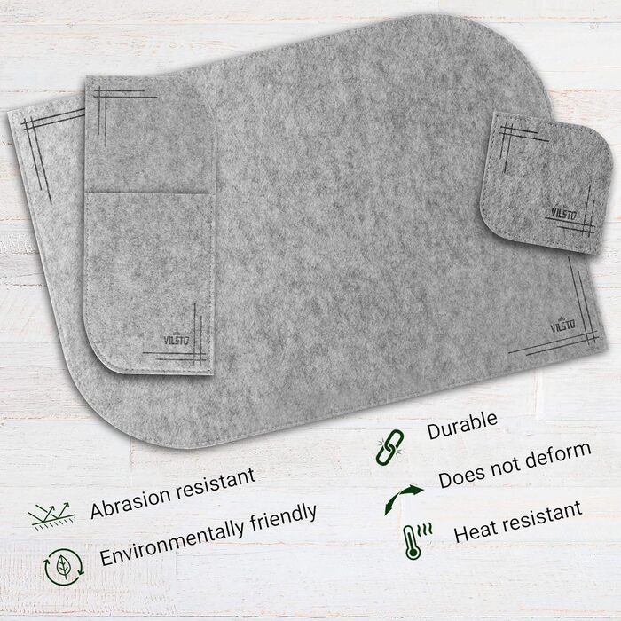 Набір підставок під посуд VILSTO, 18 шт., фетр, миючі, для столу, кухні, зелений (світло-сірий)