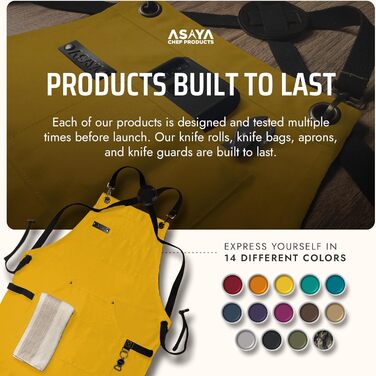 Фартух Asaya для жінок та чоловіків + рушник та відкривачка для пляшок – 284 мл, канвас, жовтий