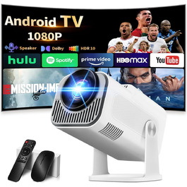Портативний проєктор Mini Beamer 4K Full HD 1080P з Wi-Fi 6 та Bluetooth 5.2. Підтримка HDMI, TV Stick, Memory Stick, Laptop. Автоматична корекція трапецеїдальних спотворень, 270° обертання, білий. Модель 2026