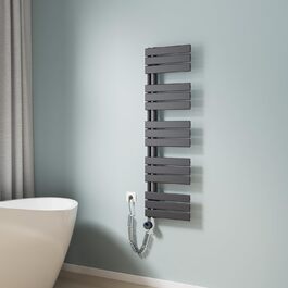 Електричний рушникосушар EMKE з термостатом, 1320x400 мм, 600W, Антрацит