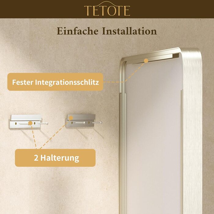 Дзеркало для ванної кімнати TETOTE 40x50 см, прямокутне, з металевим каркасом, з закругленими кутами, скло загартоване