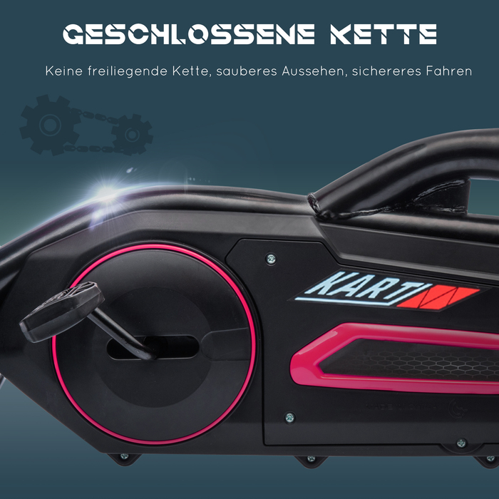 Рожевий картінг для дітей: каталка з регульованим сидінням та гальмом, для віку 3-8 років, ідеально для активного відпочинку на вулиці.