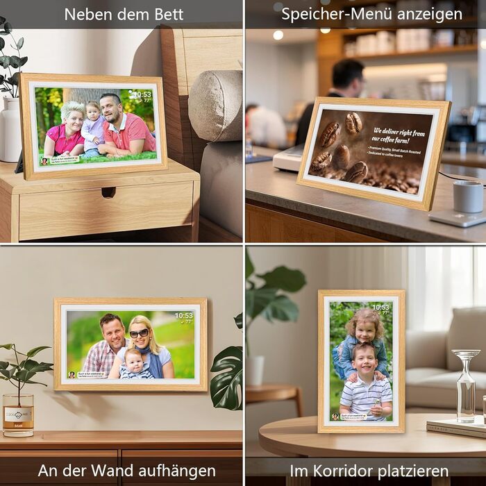 Цифровий фоторамка FRAMEO 21.5 дюймів з IPS LCD сенсорним екраном, Wi-Fi, 32 GB, USB/SD розширення, Auto-Rotate, для кріплення на стіну, жовтий