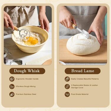 Набір для закваски з 19 частин: 2 гнізда для бродіння з силікону (23см та 25см), скляна тара для закваски, аксесуари для випічки, подарунок для початківців та професіоналів