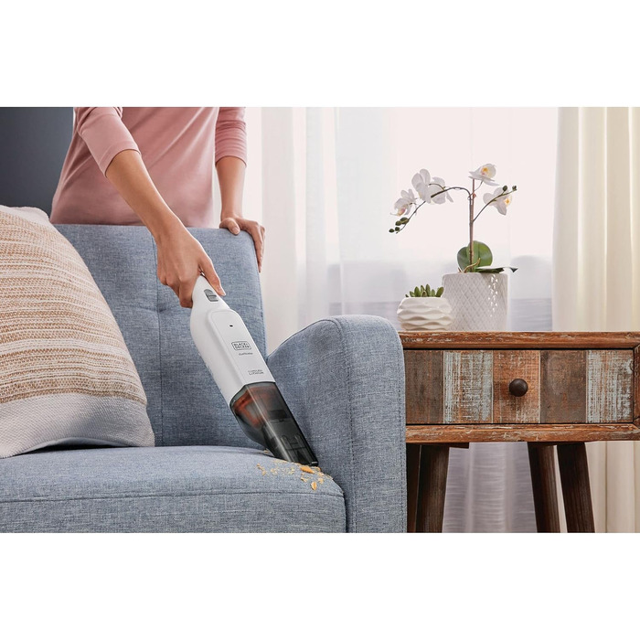 Акумуляторний ручний пилосос BlackDecker Dustbuster Slim HLVC315B11 (12 В, 1,5 Агод, без мішка та бездротовий, з вбудованою всмоктувальним насадкою розміру XXL, включаючи зарядну станцію, щілинну насадку та щітку для м'яких меблів)