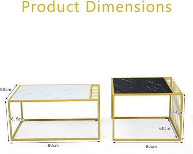 Набір гніздових столів LIFEZEAL з 2 шт. , журнальний столик з ефектом мармуру, журнальний столик із золотистою сталевою рамою, журнальний столик для вітальні та офісу