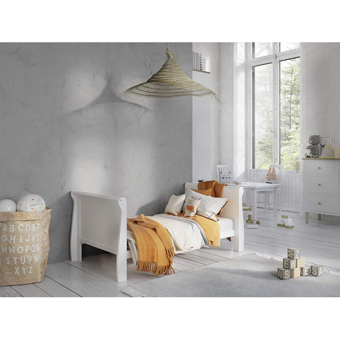 Дитяче ліжко-приліжкове Love For Sleep 120x60 з бар'єром, біле, Leo. Ліжко для новонароджених, збірно-розбірне, з дерева.