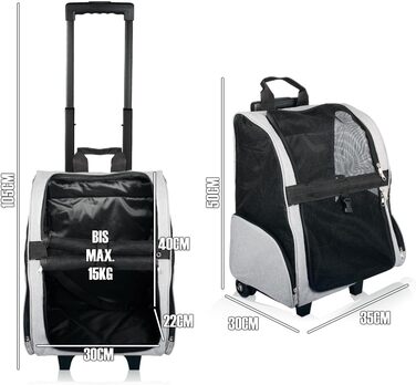 Рюкзак-візок Stimo для собак та котів до 15 кг 2в1 35х30х50 см чорний