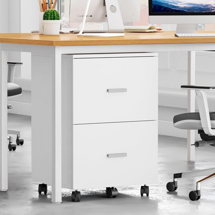 Шафа для документів SDHYL на 2 шухляди, мобільна, для A4/листів/legal документів, 46.2x40x67.5cm (Біла)