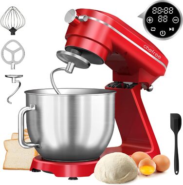 Кухонна машина Chefree M500 Profi: планетарний міксер 7л, 1800W, LED-дисплей, 10 швидкостей, 3 насадки (міксер, віночок, гак)