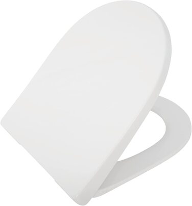 Сидіння для унітазу aquaSu Faith для Geberit Smyle & Renova 1 за планом / автоматичне опускання сидіння унітазу внахлест / термореактивний матеріал / зняття і фіксація верху / кутовий / шарнір з нержавіючої сталі / виготовлений в ЄС Білий / 40752 6 (Білий