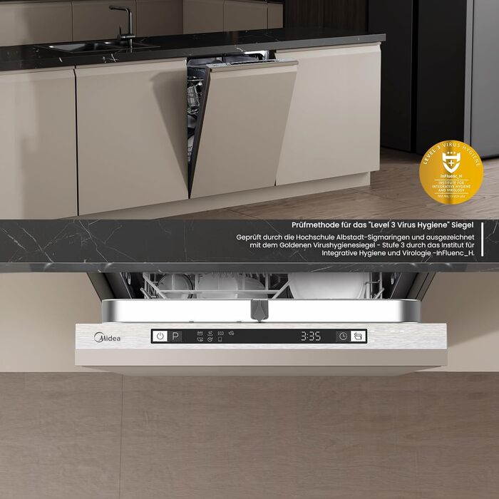 Посудомийна машина Midea SV 5.14K10C, 45 см, 10 комплектів, Inox, WIFI, 8 програм, 44 дБ, автоматичне відкриття дверцят, таймер 0-24 години