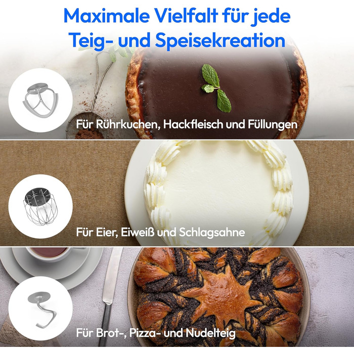 Кухонна машина MEDION MD12600: м'ясоподрібнювач, 4.6л чаша з нержавіючої сталі, тихий DC-двигун, 800 Вт, набір дисків для тертя, шинкування та нарізання, сенсорний дисплей, міксер, тістоміс