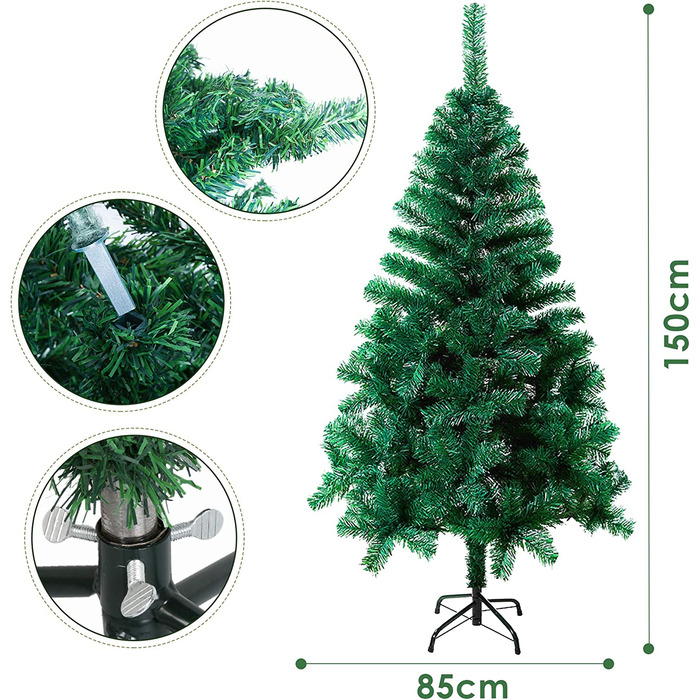 Вставка 1,2 м ялинка Різдвяна ялинка унікальне штучне штучне дерево Різдвяна прикраса вогнестійкий для різдвяного прикраси (150 см, зелений)