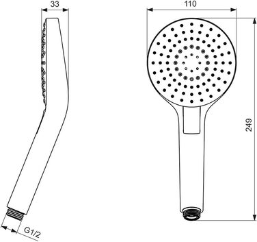 Ручний душ Ideal Standard B2231AA Idealrain Evo, круглий