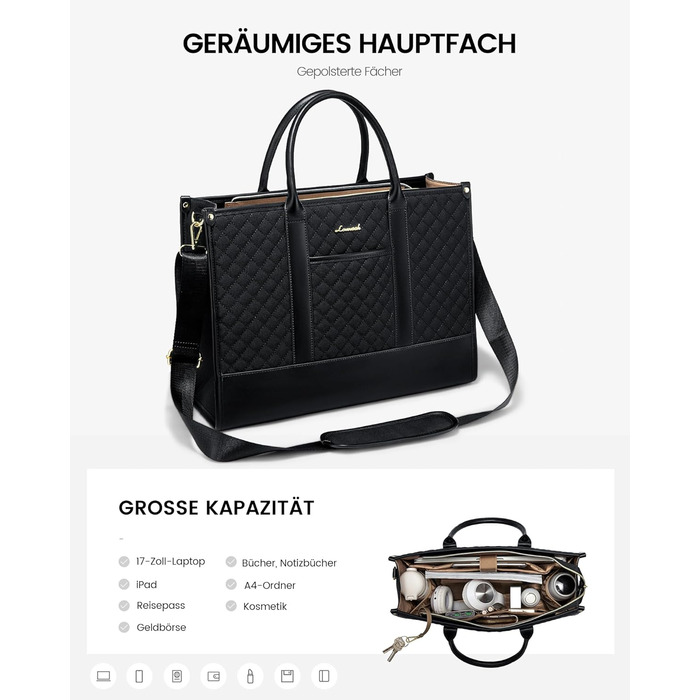 Сумка для ноутбука LOVEVOOK, 17 дюймів, водонепроникна, шкіряна, для роботи, навчання, офісу, універу, темно-синя