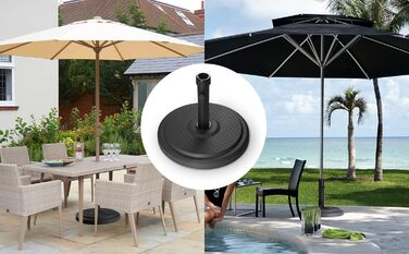 Підставка для парасольки Paramondo, кругла, срібна, з полімерного бетону, для масту діаметром до 50 мм, з адаптерними гільзами