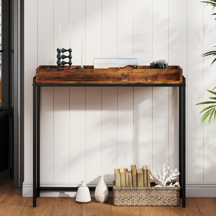 Вузьенький консольний столик Flurtisch, метал, ДСП, у стилі рустик, колір - коричневий