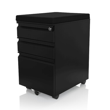 Контейнер на колесах COLOR OS, метал, чорний з подушкою для сидіння, чорний, hjh OFFICE