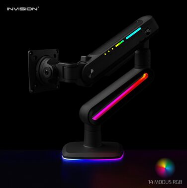 Кріплення для монітора Invision Vortex Gaming – 27–57 дюймів – Curved & UltraWide – RGB LED – 3–18 кг (VR200)