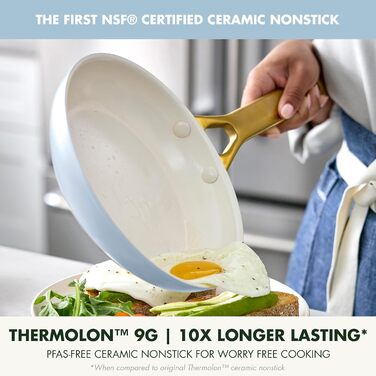 Набір сковорідок GreenPan з антипригарним покриттям, 25.4 см та 30.5 см, кераміка, без PFAS, нержавіюча сталь, для духовки та посудомийної машини, колір мох, 10' та 12' сковорода