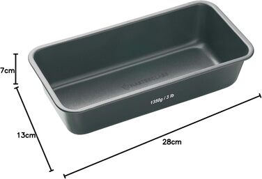 Форма для випічки хліба MasterClass 900г з антипригарним покриттям PTFE, PFOA та BPA, з міцної вуглецевої сталі, 23x13 см, сіра, з захисним чохлом