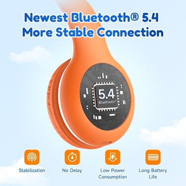 Дитячі навушники EarFun Bluetooth, 85/94 дБ, звук HiFi, 40 годин, складні, бездротові, темно-синій (помаранчевий)