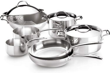 Сковорода Lagostina Accademia Lagofusion з нержавіючої сталі 18/10, діаметр 20 см, для індукційних, газових плит та до 250°C, з матовим внутрішнім покриттям та прикріпленими ручками, 5-шарове дно