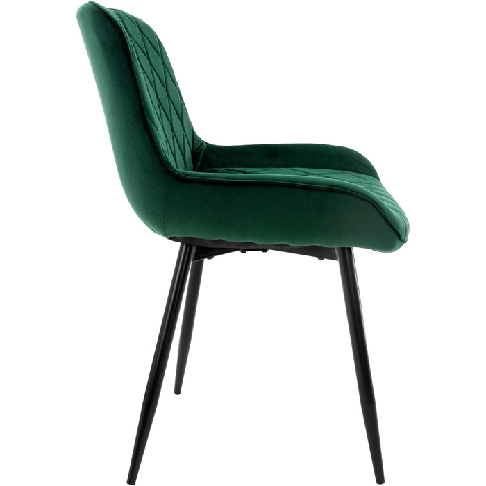 Набір з 4-х обідніх стільців ML-Design, темно-зелений, з м'яким сидінням з велюру, металеві ніжки, для кухні та вітальні