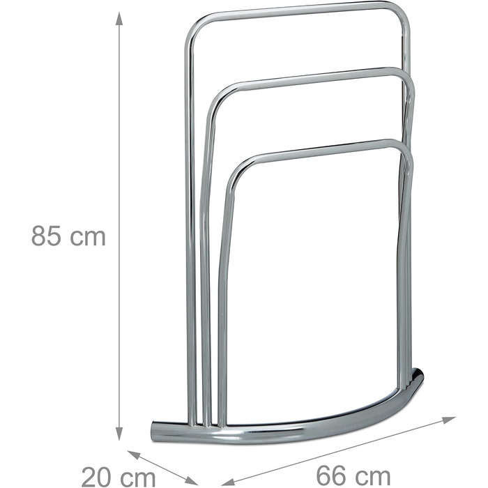 Вішалка для рушників CURVY, 3 шт. анги, 85x66x20 см, окремостояча, металева, нержавіюча сталь вигляд, срібло